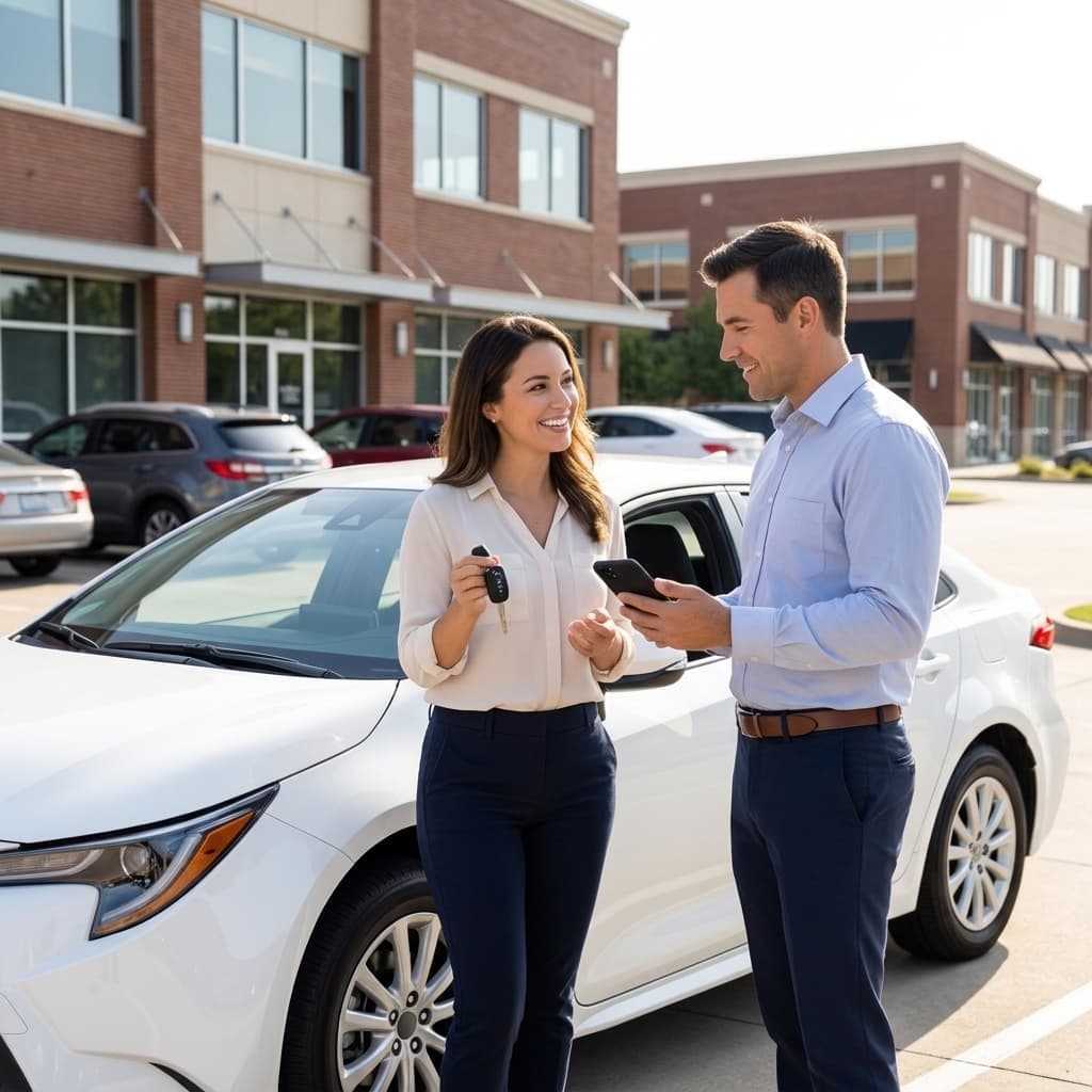 Tulsa driver reviewing an auto insurance quote before buying through a broker or direct company.