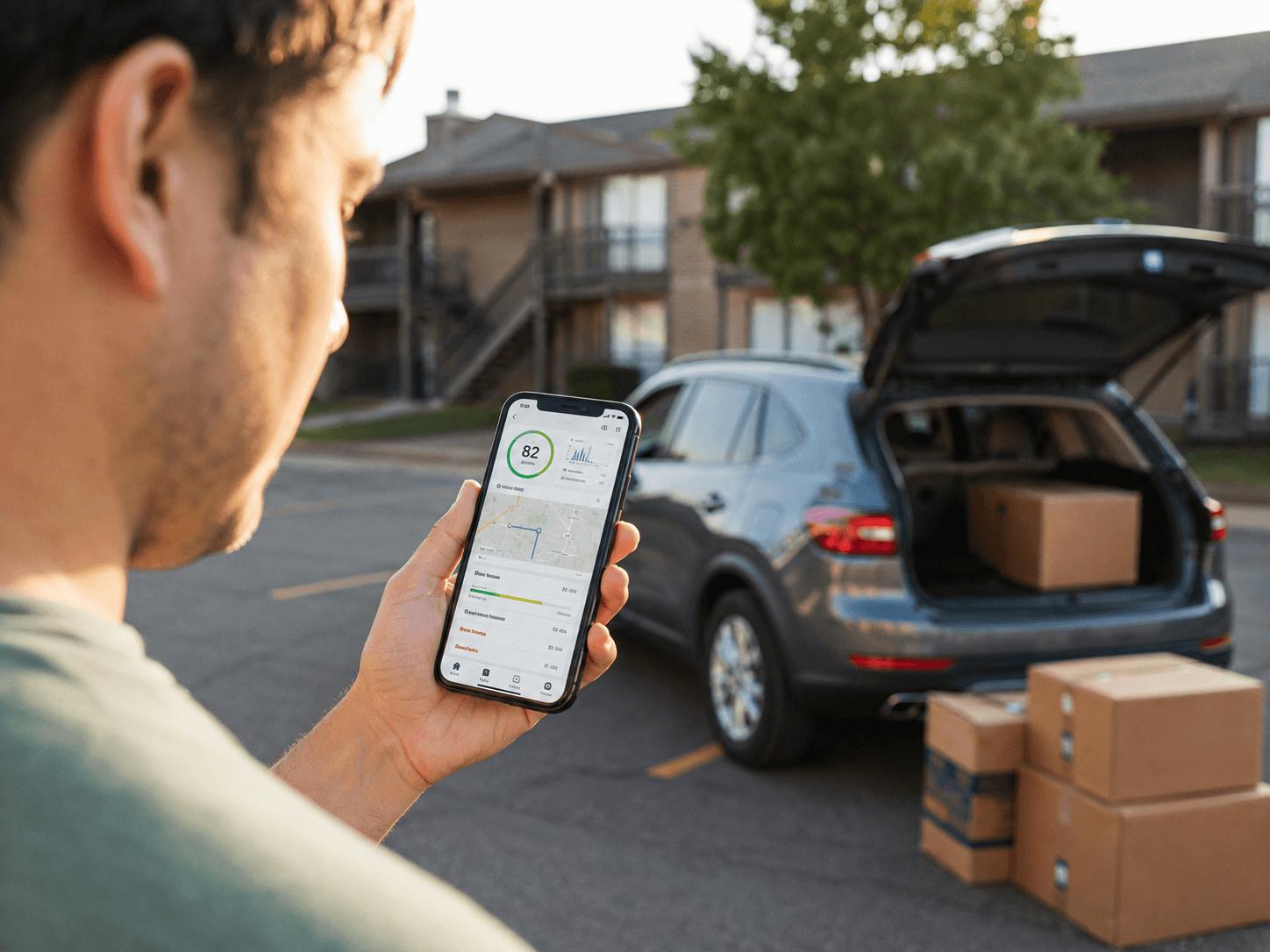 Tulsa driver reviewing driving-based car insurance information