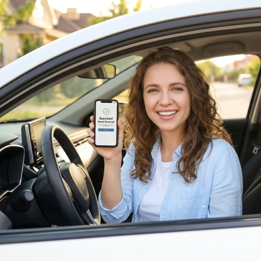 a woman sitting on the side mirror of a car
