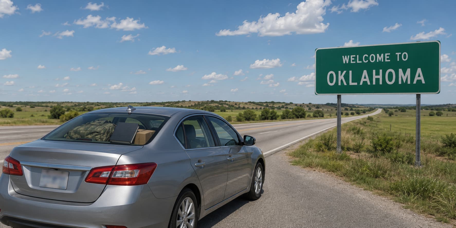 Military PCS vehicle arriving in Oklahoma for a car insurance address change.