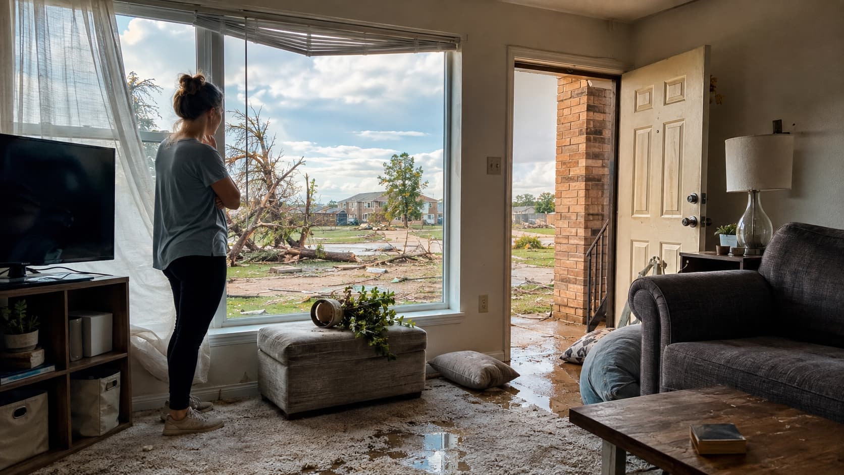 Oklahoma apartment and personal belongings damaged after a tornado