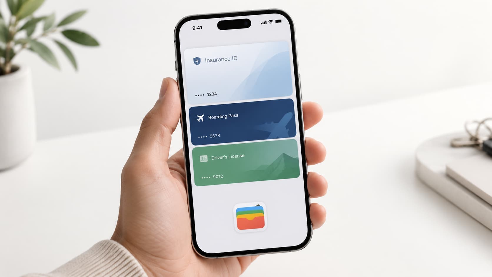 iPhone displaying a digital insurance ID card in Apple Wallet