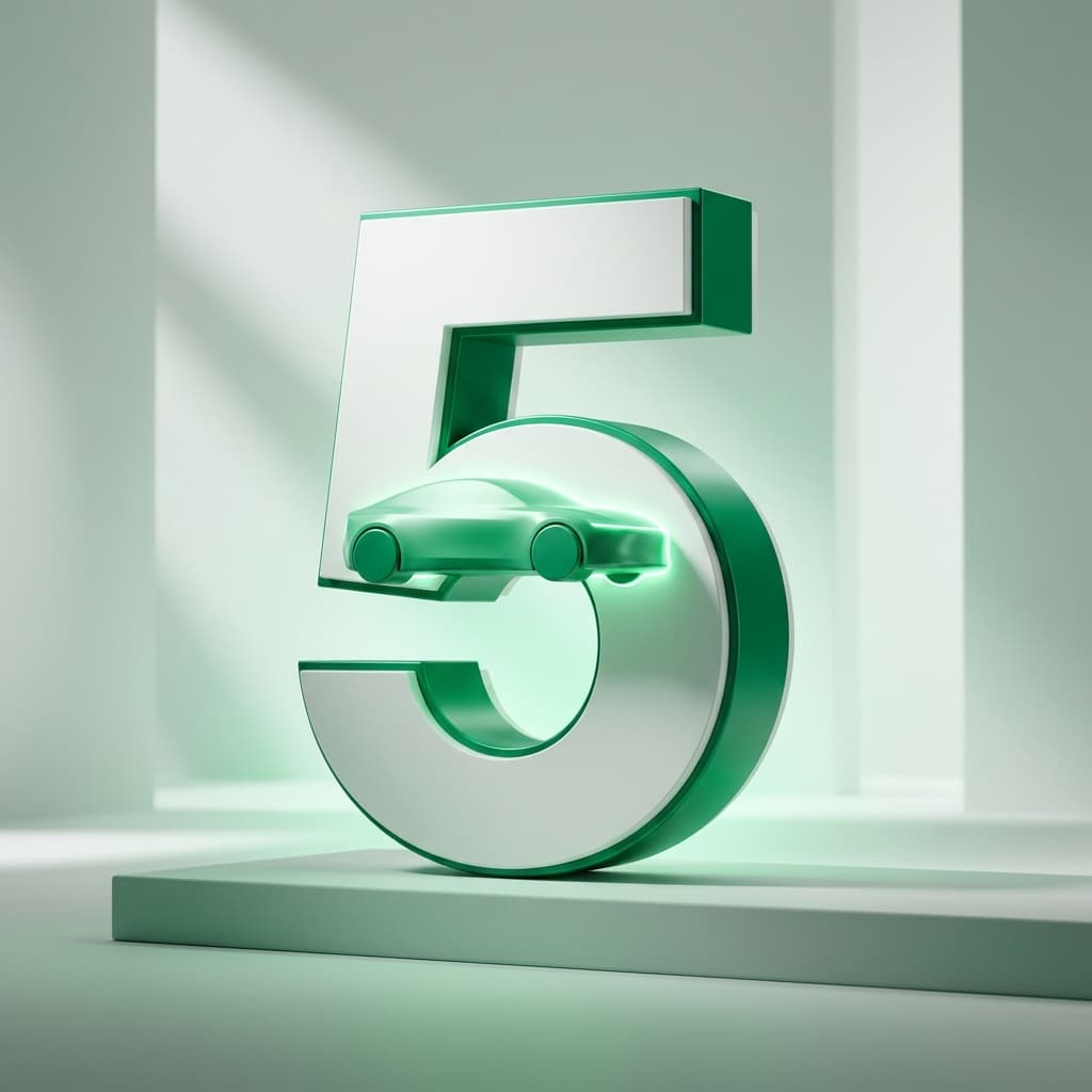 large number 5 with car representing fast and accurate automobile insurance quotes in Tulsa