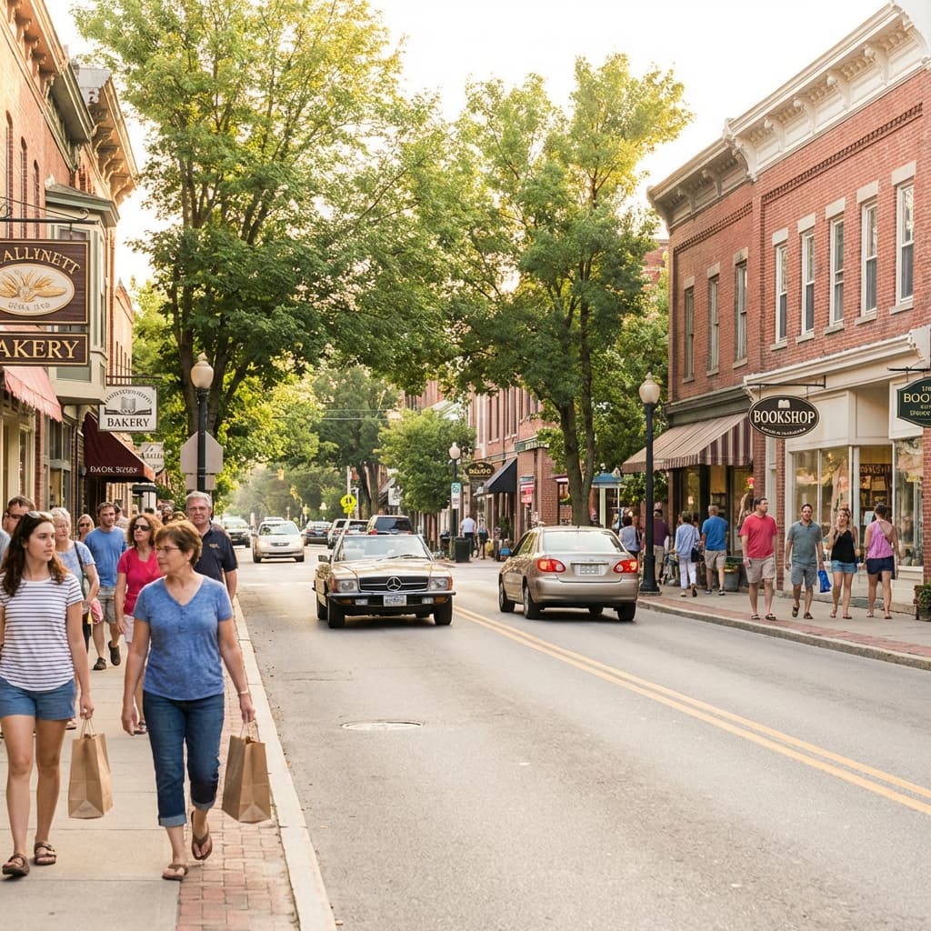 Group of people walking downtown